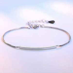 NEW 925 STERLING SILVER PLATED CURVED BAR BRACELET